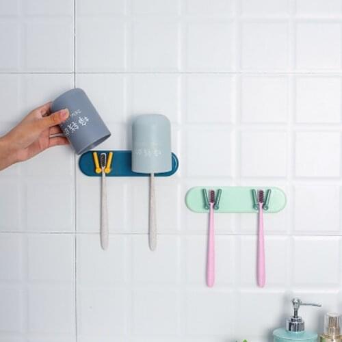 Free Punching Paste 3 Hook Toothbrush Rack Cell Phone Charging Holder Bracket Cradle Wall Storage Hanger Bathroom Rack