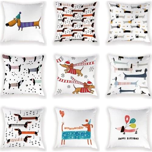 Christmas Cushion Cover 45\X2A45 Cm Decorative Cushion Dachshund Pillowcases On Pillows Simple Pillow Cover Home Decor Farmhouse
