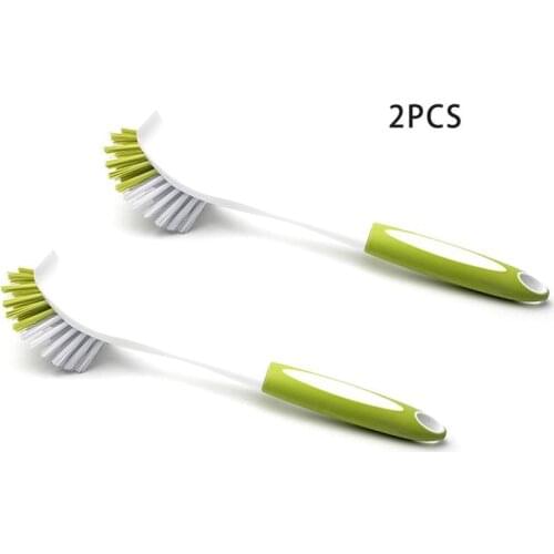 2pcs Pan Pot Dish Sink Brush Kitchen Scrub Brush With Scraper Tip Comfortable Grip Odourless Bristles For Pot Pan Clean