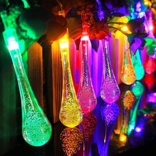Solar LED Light Outdoor 6.5M 30 LEDs String Fairy Lights Water Droplets Garden Lights Outdoor LED Waterprof Light String Outside