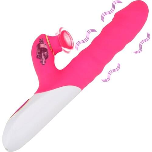 Telescopic Dildo Vibrator Clitoris Stimulator G Spot Rabbit Vibrator Sex Toys for Women Licking Sucking Sex Shop toys