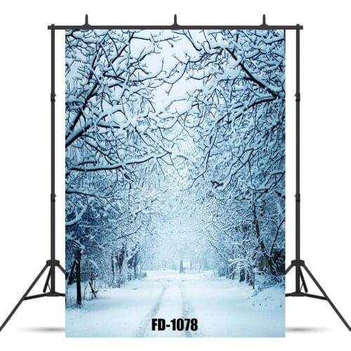 Snowy Woods Walkway Vinyl Photographic Background for Photograph Accessories Baby Shower Children Cloth Backdrop Photo Studio