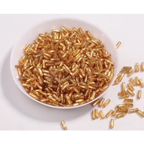 600Pcs/Pack 2x4mm Gold Glass SeedBeads Silver Lined Czech Twist Glass Bugle Spacer Beads DIY Jewelry Making Charms Accessories