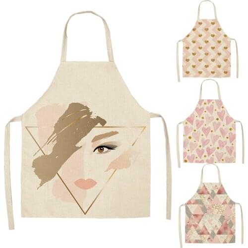 1 Pcs Kitchen Apron Animals Cute Cartoon Cat Sleeveless Cotton Linen Aprons for Women Home Cleaning Tools
