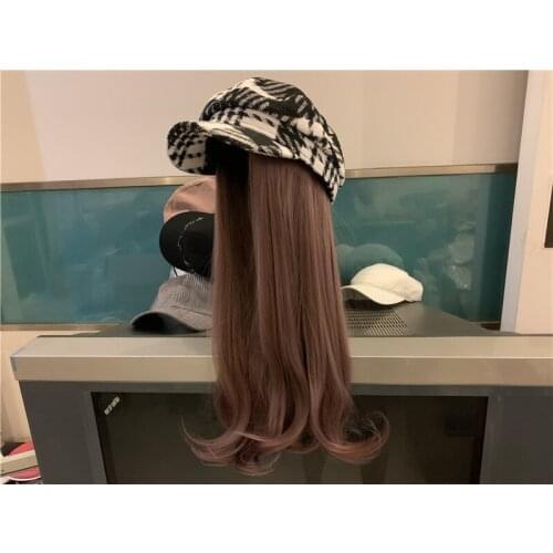 202104-shi fashion plaid patchwork removable False hair lady service Octagonal hat women leisure visors cap