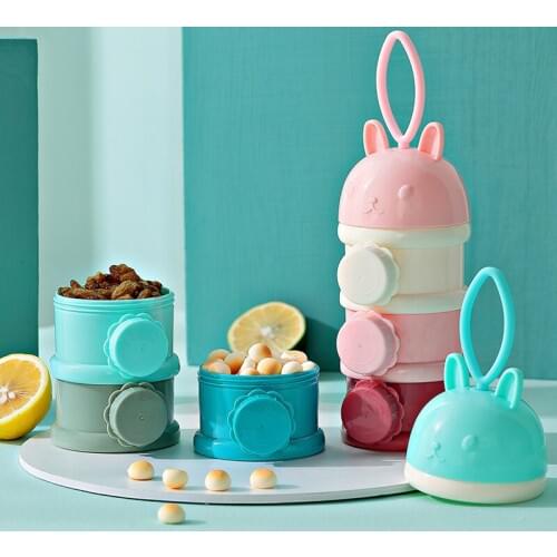 3/4 Layer Cartoon Baby Milk Powder Box Portable Travel Food Fruit Storage Case Essential Cereal Formula Milk Snacks Container