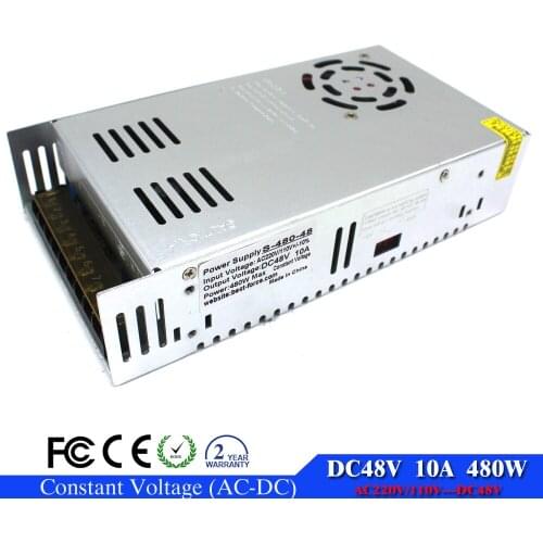Single Output Power Supply dc48V 10A 480w Led Driver Transformer 110V 220V AC to DC 48V Power Adapter for Stepper CNC CCTV Motor