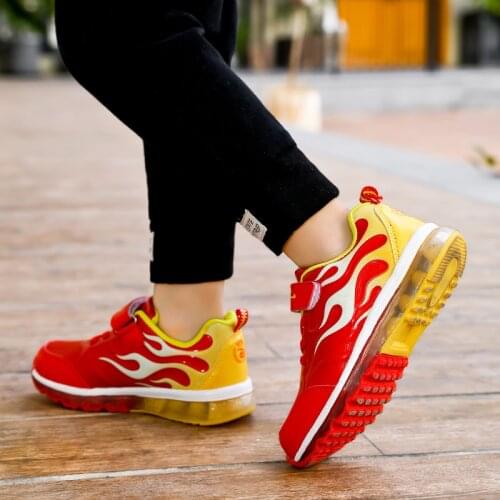 Brand Boys Shoes Cushion Kids Running Shoes Flame Fashion Children Casual Sports Shoes Anti-slippery Sneakers Boys Basket Shoes