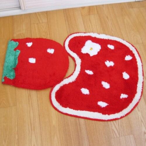 Cute Red Strawberry Toilet Seat Cover Bathroom Soft Washable Mat WC Potty Cushion Toilet Case 3pcs/set