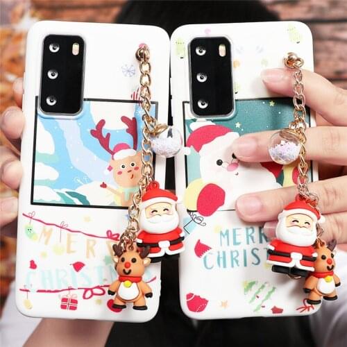 For Huawei P30 P20 Mate 10 20 P40 Lite E Pro Lite Honor 10i 20i 8A 9X 9A 9C 9 10 Lite 20 Christmas Deer Chain Bracelet TPU Case