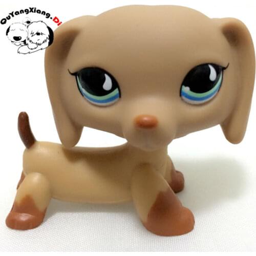 CWG42 Pet Shop Animal Puppy Dog Dachshund Tan Brown Blue Teardrop Eyes Dog action Figure cute puppy