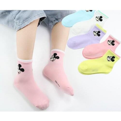 Childrens Socks Spring And Summer New Cartoon Mickey Mouse Double Rib Socks Combed Cotton Baby Boys Girls Socks Kids Clothing