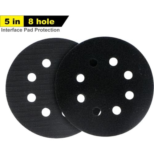 2Pcs 5 Inch 8 Holes Interface Pad Protection Disc Black - Hook and Loop