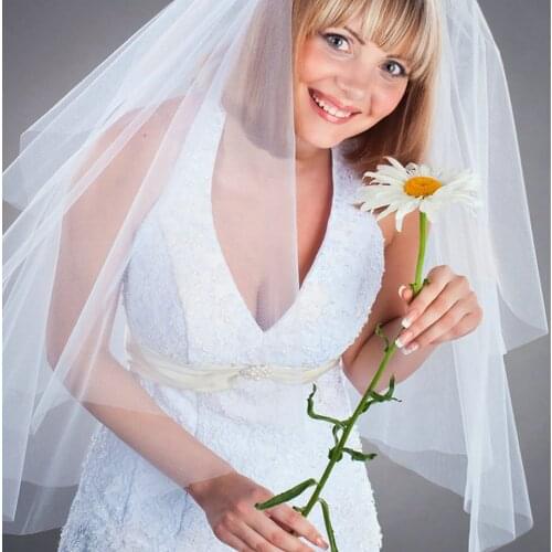 Elegant Women Ivory Short Bridal Wedding Veils Two Layer with Comb White Veil for Wedding Party Tulle Veil 2019 New Accessories