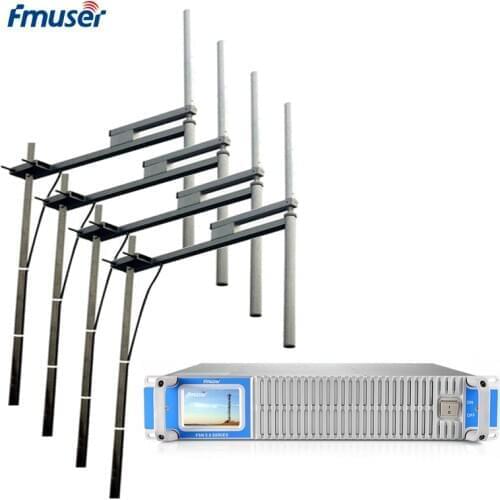 FMUSER FSN-1000T 1000W 1KW Touch Screen FM Radio Transmitter Broadcast+4 Bay FU-DV2 Antenna+30m 1/2" Cable For FM Radio Station