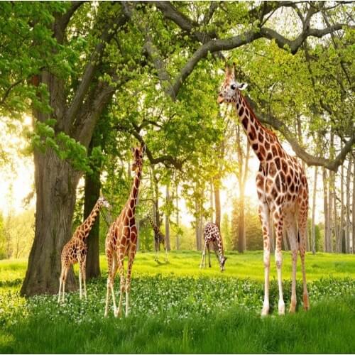 Photo wallpaper Customized Green Tree Giraffe Landscape Wall Living Room Restaurant Custom Mural Background Wallpaper