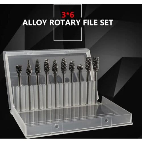 10pcs Shank Tungsten Carbide Milling Cutter 3mm Diameter Carbide Rotary File Electric Grinding Cutter Root Wood Carving Tool Set