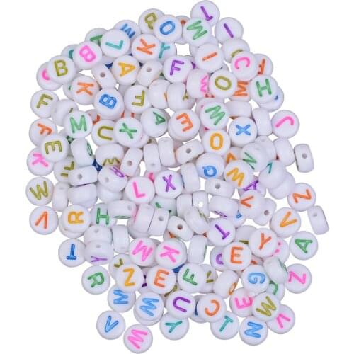 Round Flat Letter Loose Spacer Random Mixed Colors Alphabet Acrylic Beads For Jewelry Making Diy Handmade Bracelet Necklace