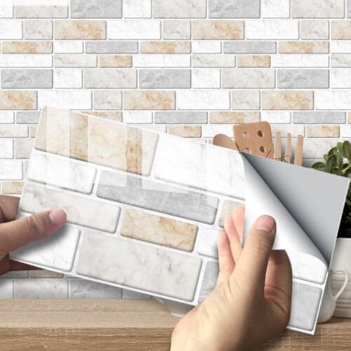 Kitchen Bathroom PVC Imitation Marble Brick Wall Tile Sticker Decal Waterproof