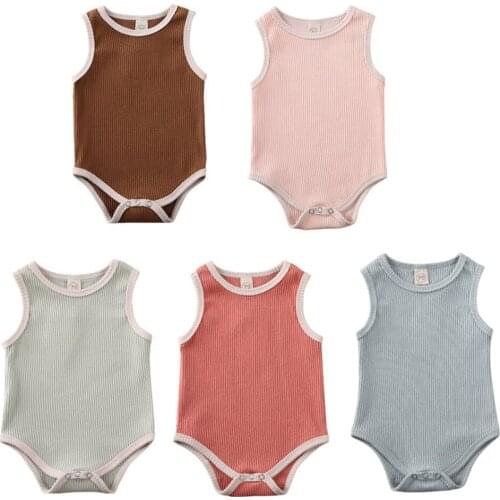 Toddler Newborn Infant Baby Girl Clothes Bodysuits Kids Rompers Soft Cotton Sleeveless Solid Playsuit Jumpsuits Clothes Summer