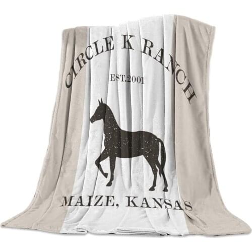 Farm Life Theme Animal Pattern Horse Silhouette Pattern Printed Soft Fleece Blankets Warm Sofa Bed Sheets