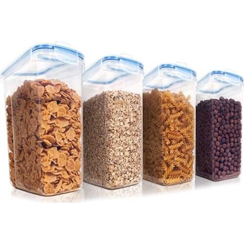 Cereal Storage Container Set, Plastic Airtight Food Storage Containers Snacks and Sugar, 4 Piece Set Cereal Dispensers