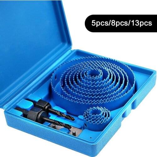 19-127mm Hole Saw Cutter Drill Bit Set for Wood Aluminum PVC Plastic Drilling Tools High Quality 13pcs 8pcs 5pcs Core Drill Bits