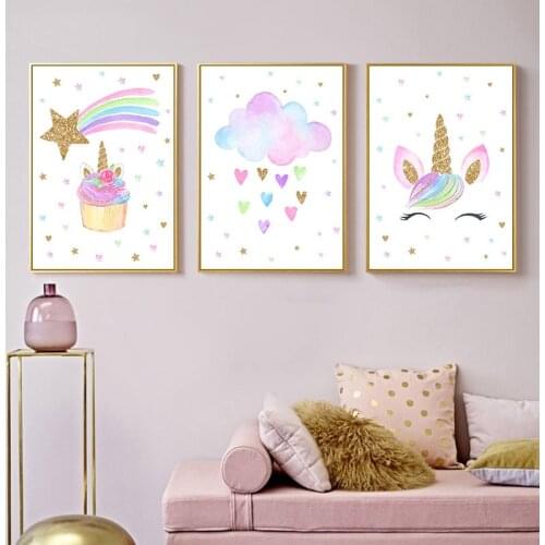 Rainbow Unicorn Wall Art Full square/round Diamond 5D DIY Diamond Painting Baby Nursery Poster Cute Children Kids Bedroom Decor