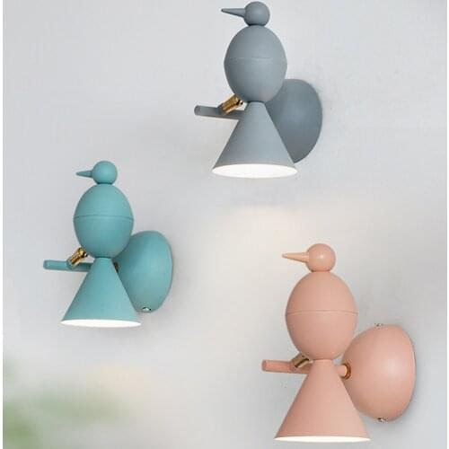 Nordic color macaroni Bird Wall Lamp LED living room corridor bedroom bedside balcony decoration cartoon lamp