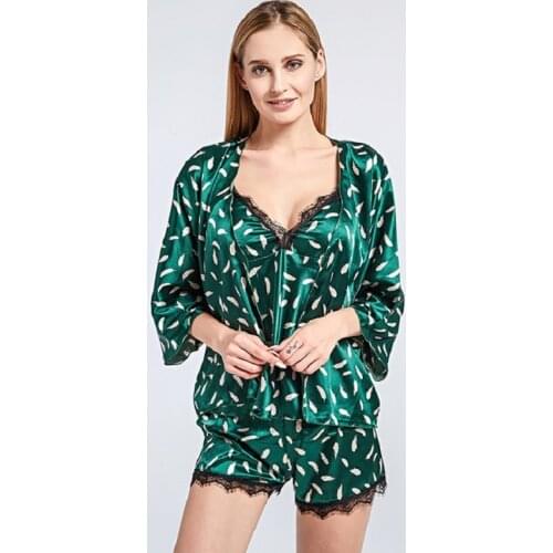 New Sleep Lounge Women Sleepwear Pajamas Sexy Chest Pad Nightwear Pyjama Femme Lace Homewear Indoor Clothes 3 Piece Pijamas Set