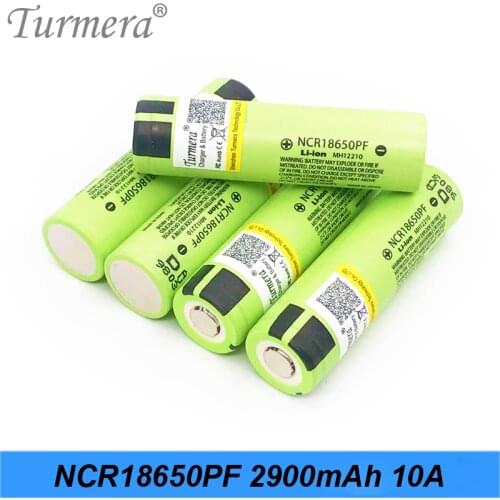 Turmera 2019 Original NCR18650PF 2900mah 3.6V 10A 18650 Rechargeable Lithium Battery for Screwdriver and E-bike Battery 48v 36v