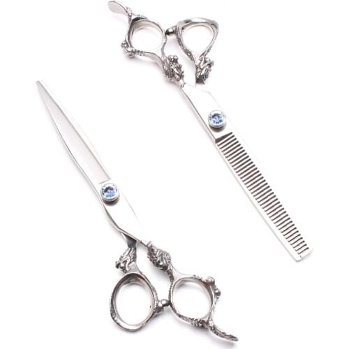 7" 440C Engrave Logo Salon Hair Scissors Cutting Shears Thinning Scissors Barber Shears Professional Hairdressing Scissors C9108