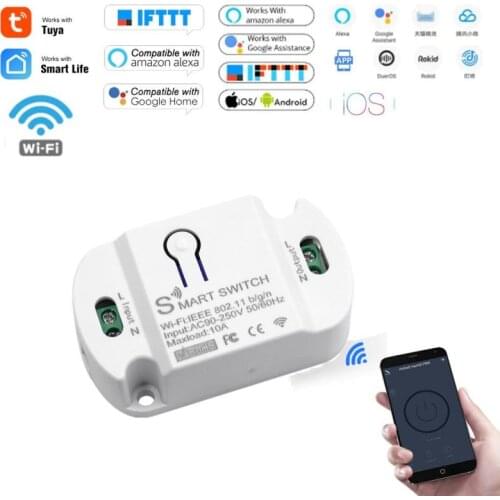 10A Smart Home House Wifi Wireless Remote Switch Breaker LED Light Controller Module Alexa Google Home IFTTT Smartlife Tuya APP