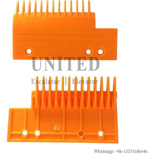 10pcs Escalator Orange Plastic ABS Comb Plate S655B6 L155mm W92mm Hole Space 89mm 18mm 13Teeth RIGHT