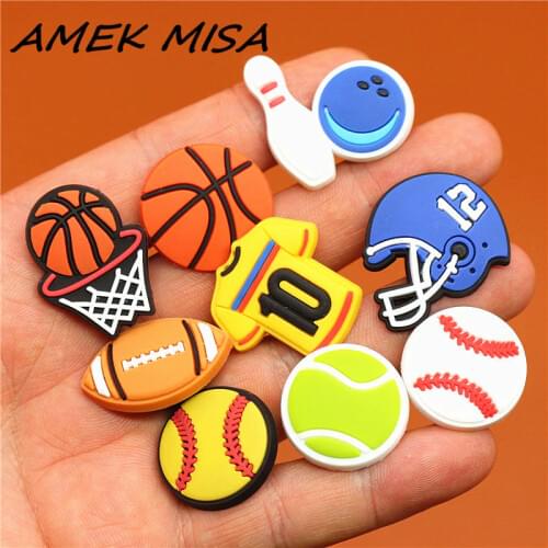 Single sale 19 Types of Ball PVC Shoe Charms Shoe Accessories Sandals Decoration for croc jibz kids favor kawaii cute X-mas gift
