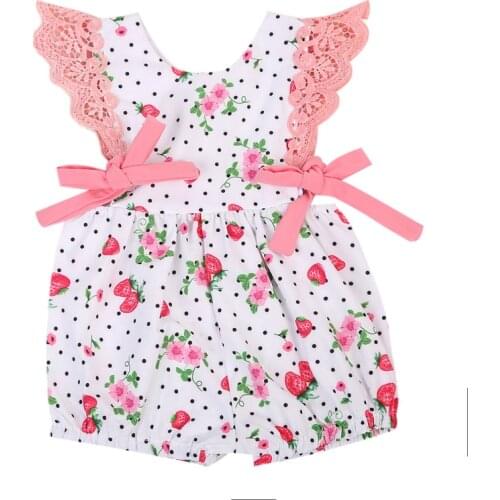 New Cute Kids Baby Girls Dresses Off Shoulder O-Neck Polka Dot Floral Outfits Clothes Sunsuit Clothes