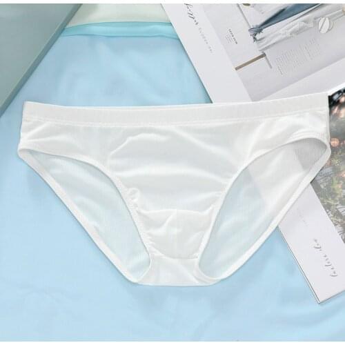 Ice Silk Sexy Underwear Men Briefs Seamless Breathable Thin Underpants See-Through Lingerie Bikini Slip Homme Male Panties A30