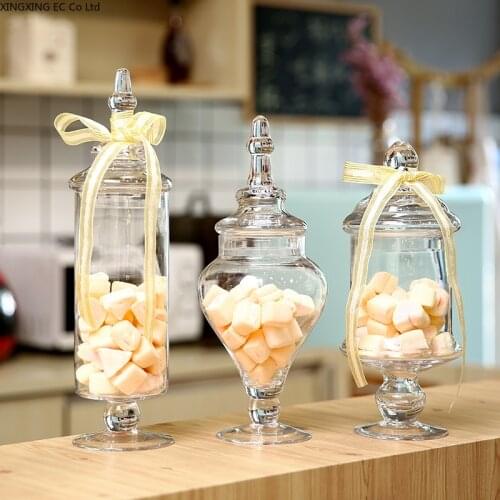 European Style Glass Storage Jar Transparent Candy Jar Candy Bottle Decoration Small Bottle Birthday Wedding Home Decoration