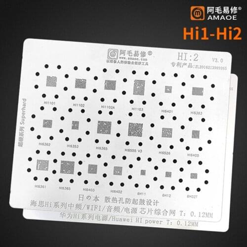 Amaoe Hi1 HI2 BGA Reballing Stencil For HUAWEI Hi 6555 6422 6522 6553 6921 6363 6403 6555 6405 WCD WCN WIFI AUDIO Power IC Chip