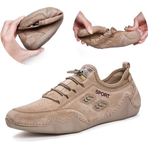 Men Shoes Fashion Soft Leather Breathable Rubber Sole Lace Up Casual Shoes Travel Walking Driving Shoes Footwear Zapatos Hombre