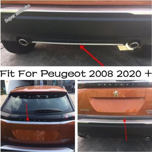Car Rear Trunk Tailgate lid / Back Door Handle / Bumper Strips Cover Trim Molding Garnish Styling Fit For Peugeot 2008 2020 2021