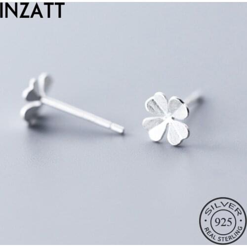 INZATT Real 925 Sterling Silver MInimalist Flower Stud Earring For Fashion Women Birthday part Cute Fine Jewelry Accessories