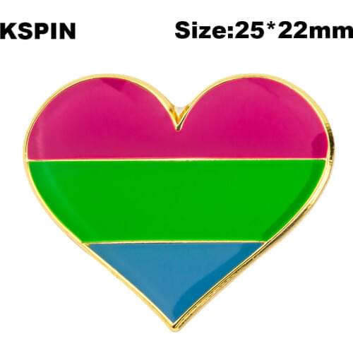 Polysexual pride heart shaped flag lapel pin badge pin Brooch Icons XY0624-2