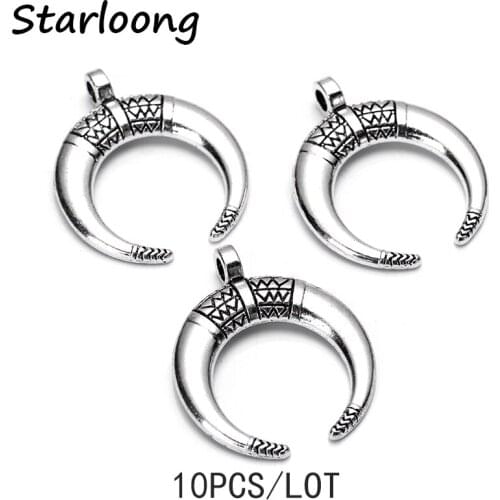 10pcs/lot antique vintage silver plated zinc alloy ethnic horn shape charm pendants DIY Jewelry making for bracelet necklace