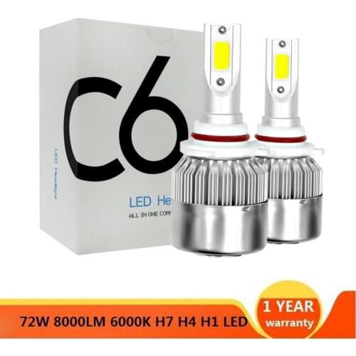 3000K 6000K 8000K LED Car Headlights 72W 8000LM COB Auto Headlamp Bulbs H1 H3 H4 H7 H11 880 9005 9006 9007 Car Styling Lights
