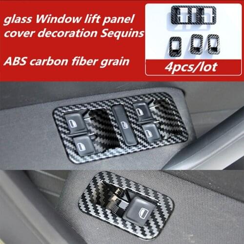 4pcs/lot Car stickers ABS carbon fiber grain glass Window lift panel cover decoration Sequins for 2011-2018 Volkswagen VW POLO