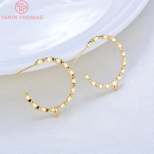 6PCS Diameter 30MM 24K Gold Color Brass Square Shape Wire Earrings Loop High Quality Diy Accessories Jewelry Findings