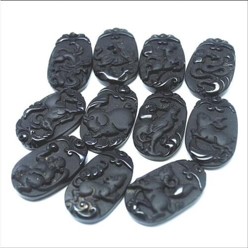 Black obsidian stone pendants 22x35mm carving stone for women pendants classic beads designs for pendants