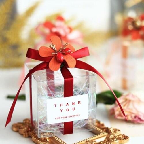 DIY 6x6x6cm 10pcs flower five colors all stars wedding transparent box candy box creative hand-made packaging European candy box