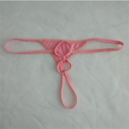 Mens panties sexy underwear men underpants gay micro Thongs tanga g string simple Hollow out Round hole Double ring Triangle